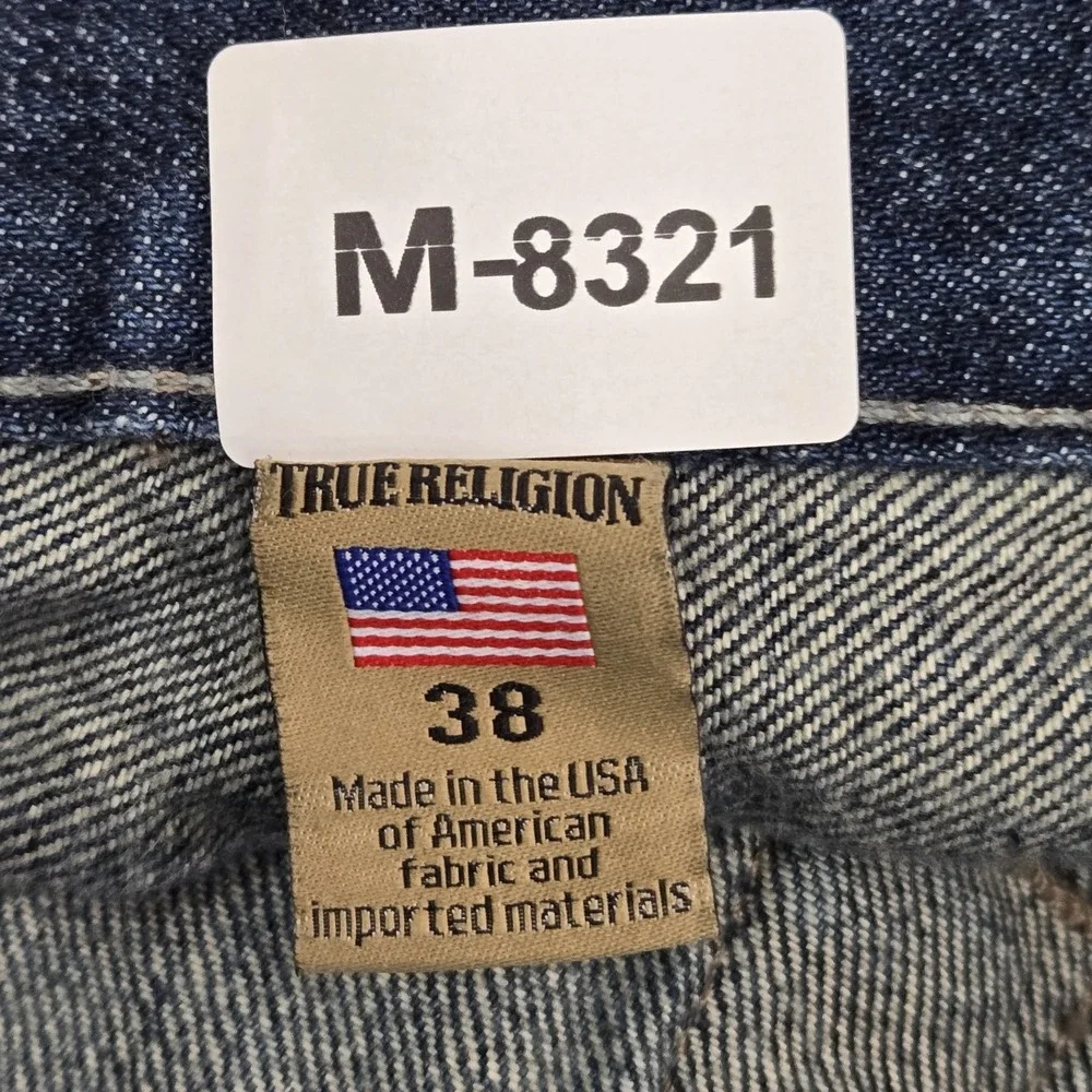 True Religion Men Jeans 38 Blue Denim Ricky Straight Button 32